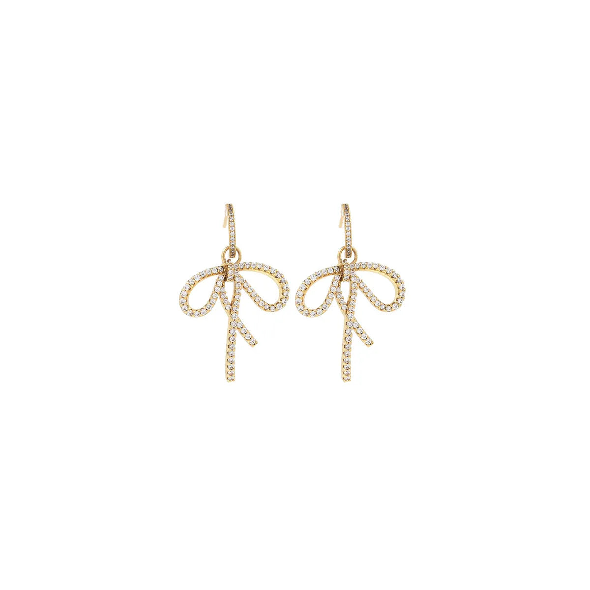 1 Pair Cute Sweet Bow Knot Copper 18K Gold Plated Ear Studs