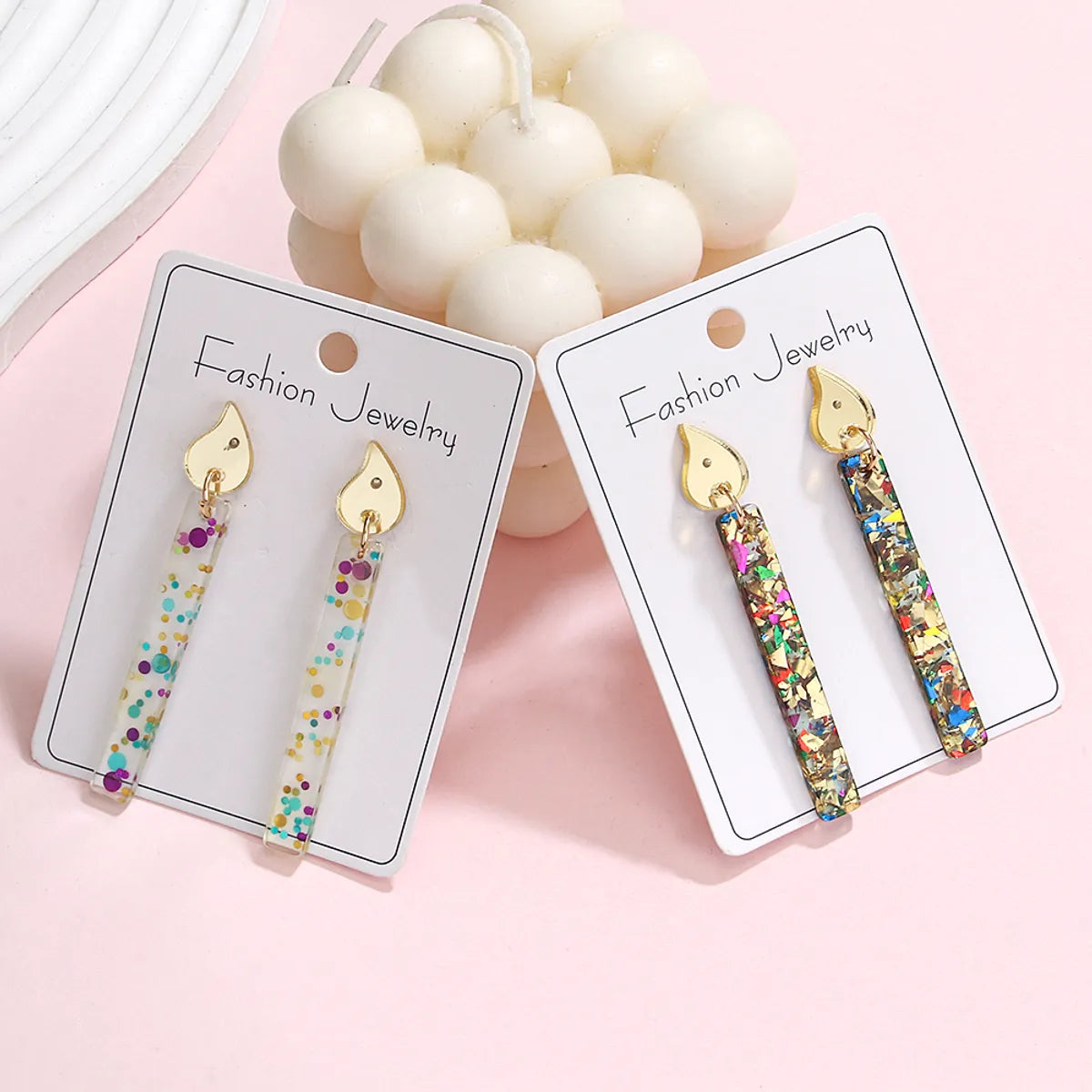 1 Pair Cute Sweet Cake Candle Arylic Drop Earrings