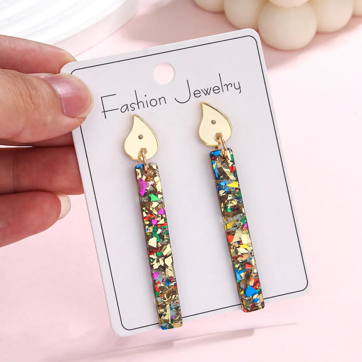 1 Pair Cute Sweet Cake Candle Arylic Drop Earrings