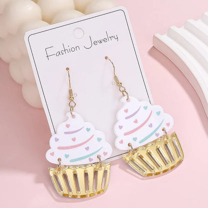 1 Pair Cute Sweet Cake Candle Arylic Drop Earrings