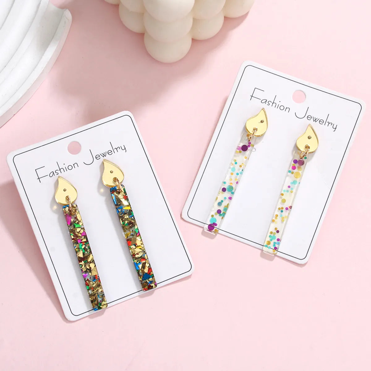 1 Pair Cute Sweet Cake Candle Arylic Drop Earrings