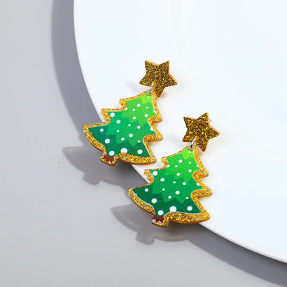 1 Pair Cute Sweet Christmas Tree Arylic Drop Earrings