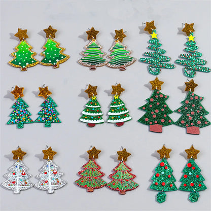 1 Pair Cute Sweet Christmas Tree Arylic Drop Earrings