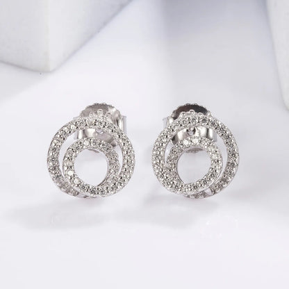 1 Pair Cute Sweet Circle Snake Butterfly Plating Inlay Sterling Silver Zircon White Gold Plated Ear Studs