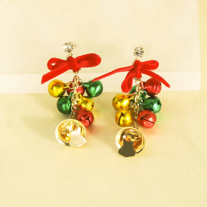 1 Pair Cute Sweet Commute Bow Knot Bell Irregular Metal Drop Earrings