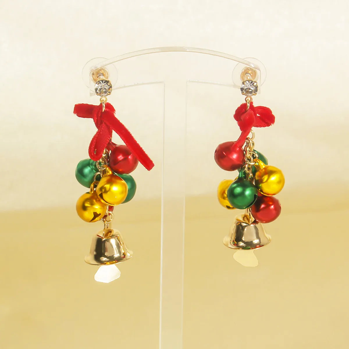 1 Pair Cute Sweet Commute Bow Knot Bell Irregular Metal Drop Earrings