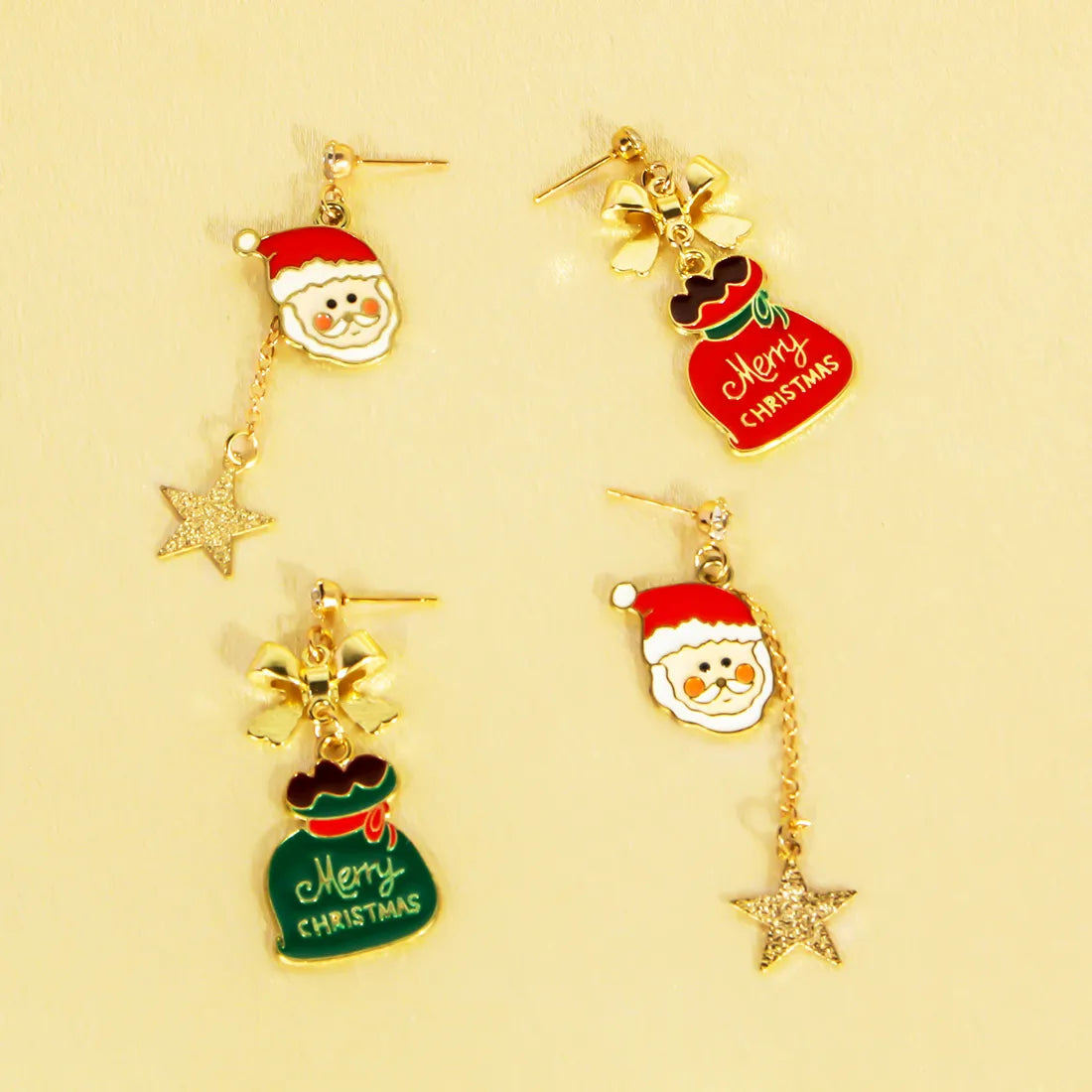 1 Pair Cute Sweet Commute Santa Claus Star Irregular Alloy Drop Earrings