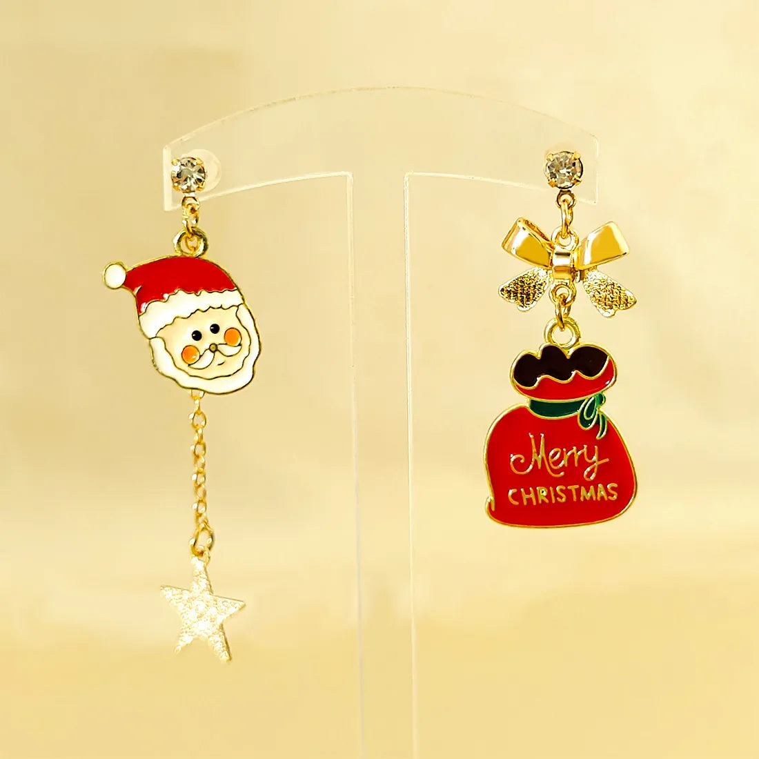 1 Pair Cute Sweet Commute Santa Claus Star Irregular Alloy Drop Earrings