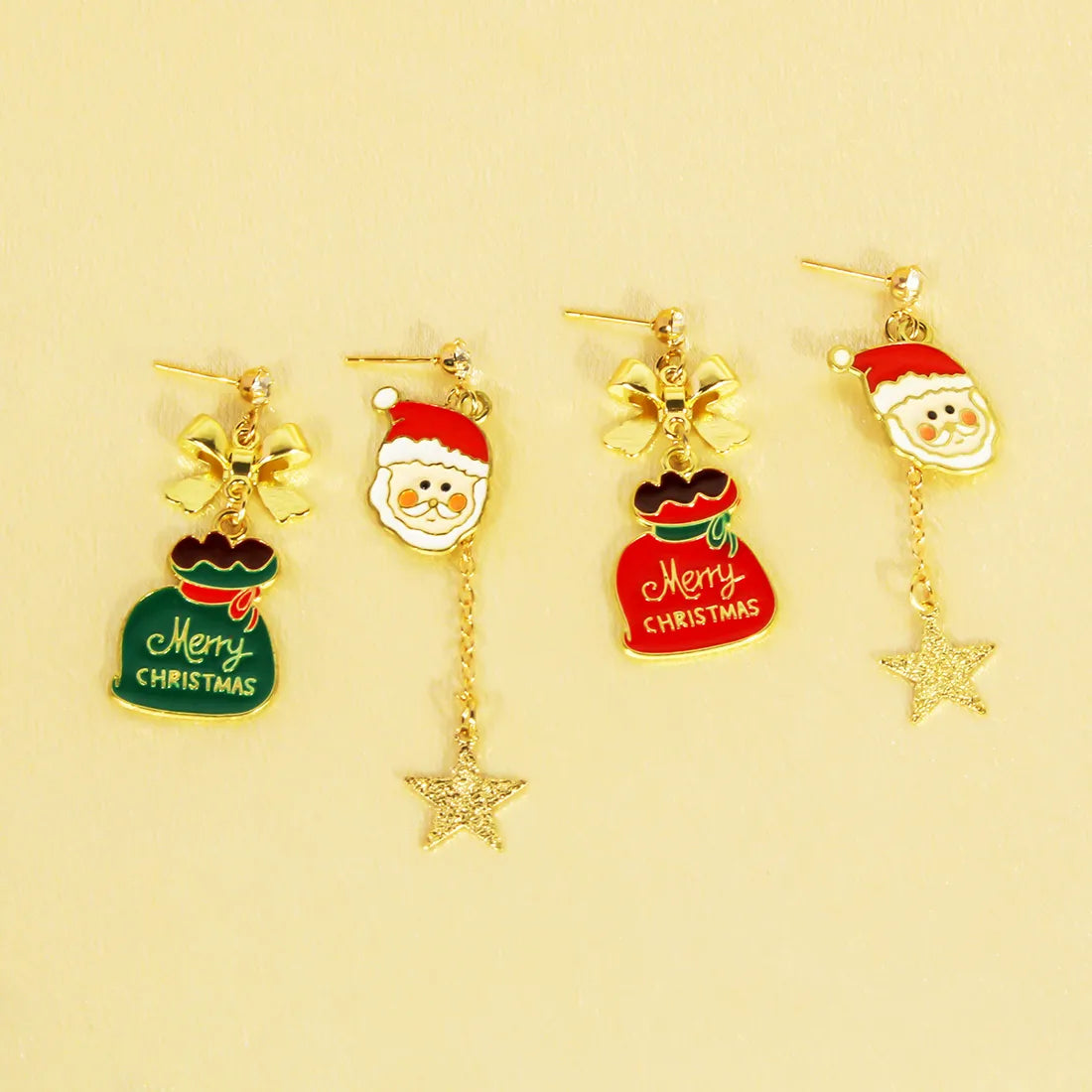 1 Pair Cute Sweet Commute Santa Claus Star Irregular Alloy Drop Earrings