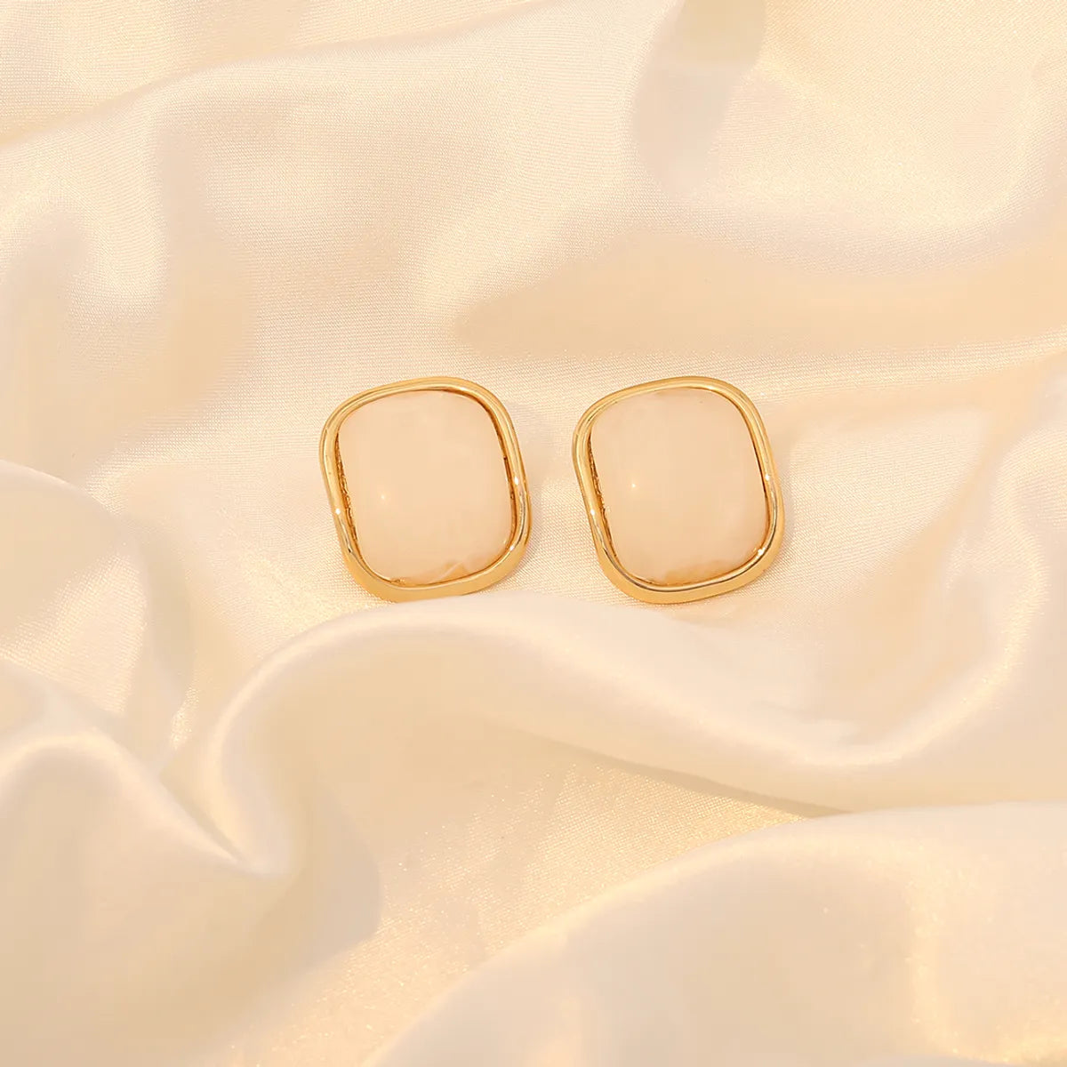 1 Pair Cute Sweet Commute Square Plating Inlay 304 Stainless Steel Acrylic 18K Gold Plated Ear Studs