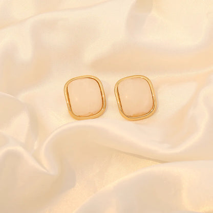 1 Pair Cute Sweet Commute Square Plating Inlay 304 Stainless Steel Acrylic 18K Gold Plated Ear Studs