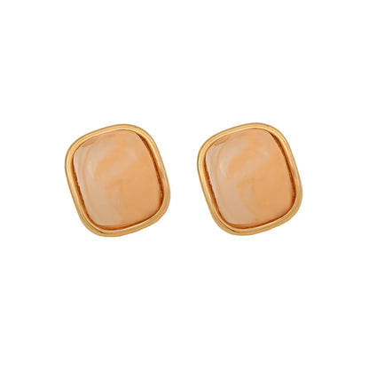 1 Pair Cute Sweet Commute Square Plating Inlay 304 Stainless Steel Acrylic 18K Gold Plated Ear Studs