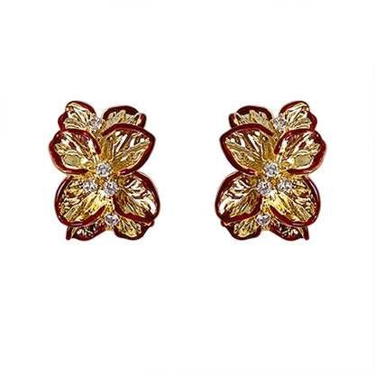 1 Pair Cute Sweet Flower Plating Copper 18K Gold Plated Ear Studs