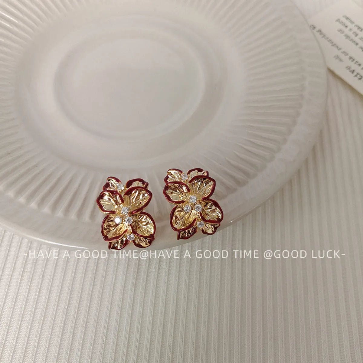 1 Pair Cute Sweet Flower Plating Copper 18K Gold Plated Ear Studs