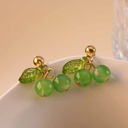 1 Pair Cute Sweet Fruit Plating 304 Stainless Steel 18K Gold Plated Drop Earrings