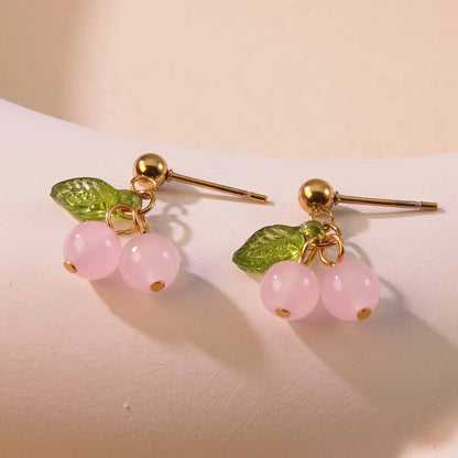 1 Pair Cute Sweet Fruit Plating 304 Stainless Steel 18K Gold Plated Drop Earrings