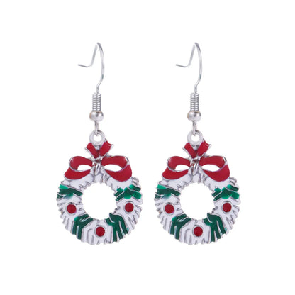 1 Pair Cute Sweet Geometric Christmas Tree Santa Claus Enamel Zinc Alloy Drop Earrings