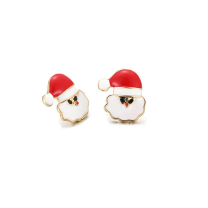 1 Pair Cute Sweet Geometric Christmas Tree Santa Claus Enamel Zinc Alloy Drop Earrings