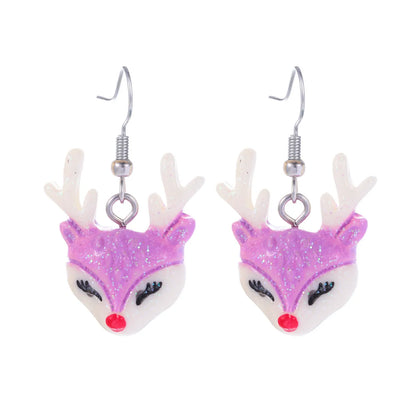 1 Pair Cute Sweet Geometric Christmas Tree Santa Claus Enamel Zinc Alloy Drop Earrings