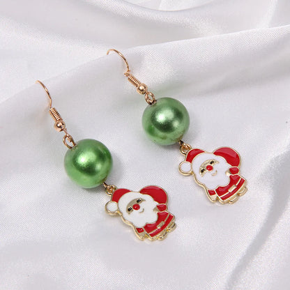 1 Pair Cute Sweet Geometric Christmas Tree Santa Claus Enamel Zinc Alloy Drop Earrings