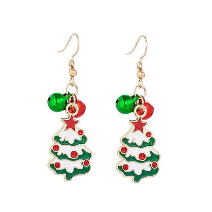 1 Pair Cute Sweet Geometric Christmas Tree Santa Claus Enamel Zinc Alloy Drop Earrings