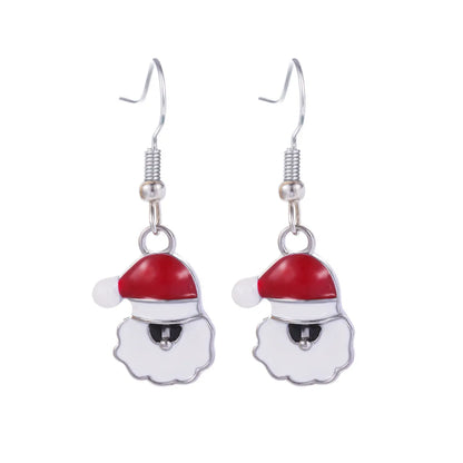 1 Pair Cute Sweet Geometric Christmas Tree Santa Claus Enamel Zinc Alloy Drop Earrings