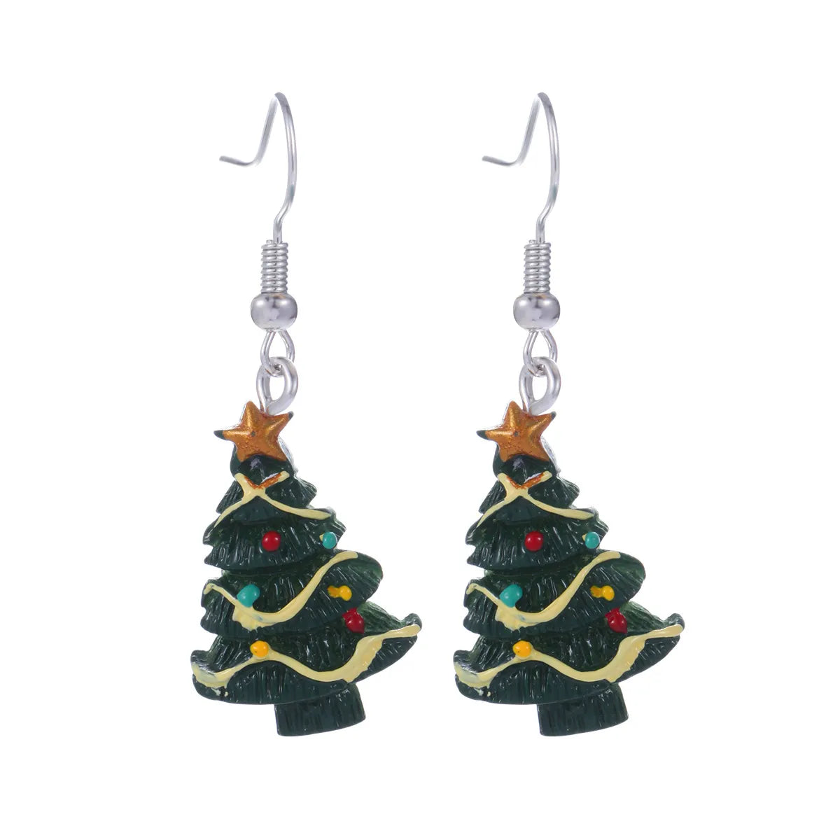 1 Pair Cute Sweet Geometric Christmas Tree Santa Claus Enamel Zinc Alloy Drop Earrings