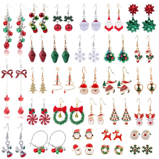 1 Pair Cute Sweet Geometric Christmas Tree Santa Claus Enamel Zinc Alloy Drop Earrings