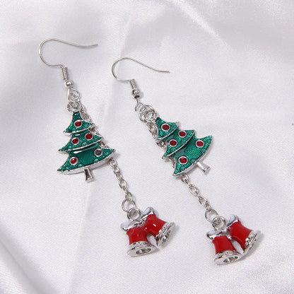 1 Pair Cute Sweet Geometric Christmas Tree Santa Claus Enamel Zinc Alloy Drop Earrings