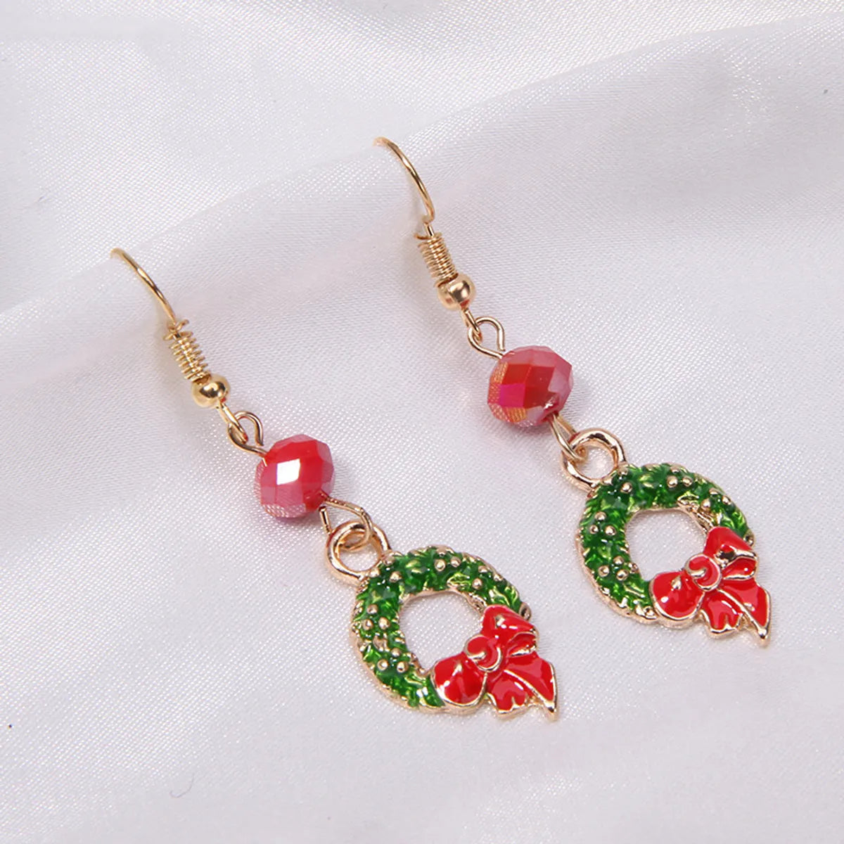 1 Pair Cute Sweet Geometric Christmas Tree Santa Claus Enamel Zinc Alloy Drop Earrings