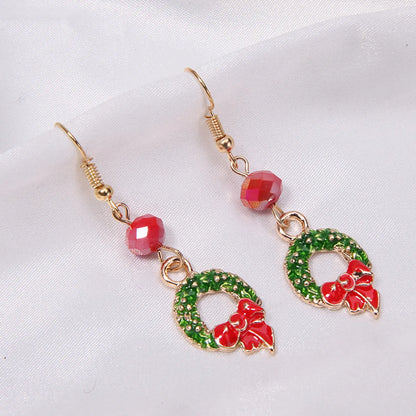 1 Pair Cute Sweet Geometric Christmas Tree Santa Claus Enamel Zinc Alloy Drop Earrings