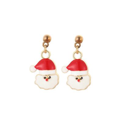 1 Pair Cute Sweet Geometric Christmas Tree Santa Claus Enamel Zinc Alloy Drop Earrings