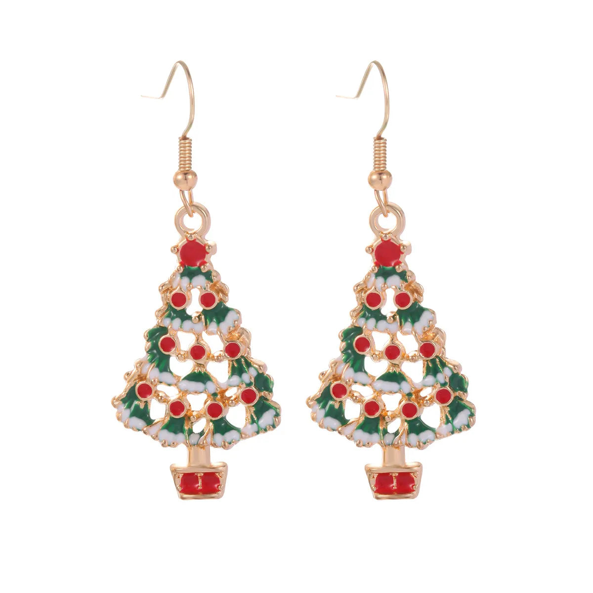 1 Pair Cute Sweet Geometric Christmas Tree Santa Claus Enamel Zinc Alloy Drop Earrings