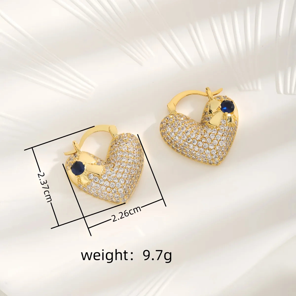 1 Pair Cute Sweet Geometric Heart Shape Inlay Copper Zircon 18K Gold Plated Earrings