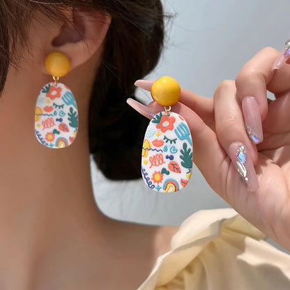 1 Pair Cute Sweet Geometric Resin Drop Earrings