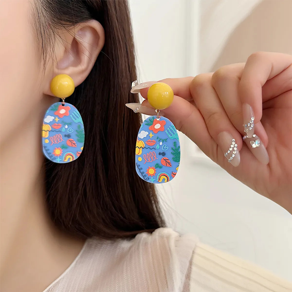 1 Pair Cute Sweet Geometric Resin Drop Earrings