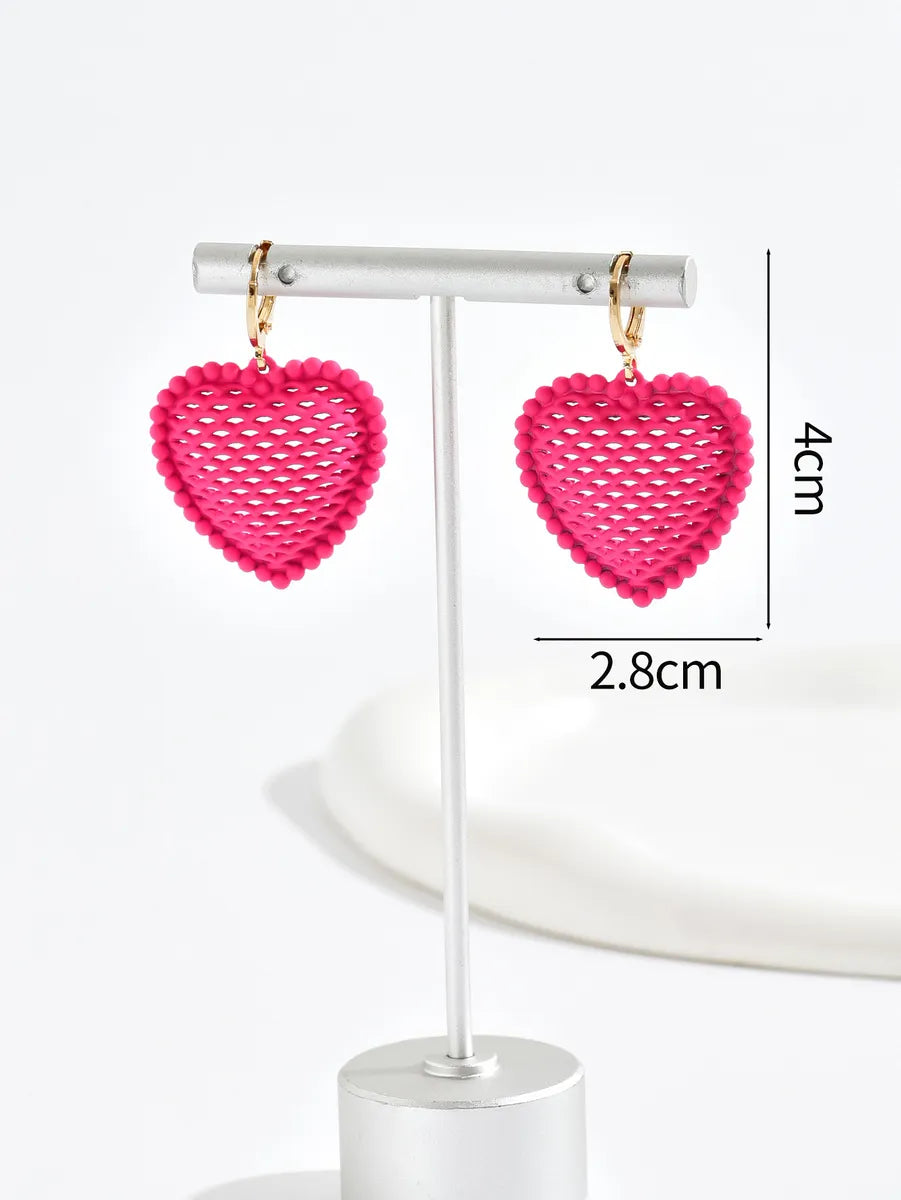 1 Pair Cute Sweet Heart Shape Alloy Drop Earrings