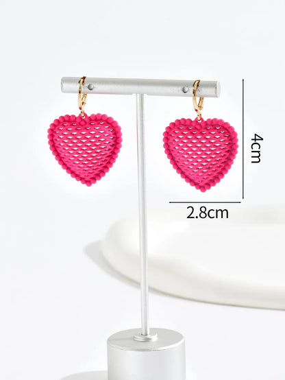 1 Pair Cute Sweet Heart Shape Alloy Drop Earrings