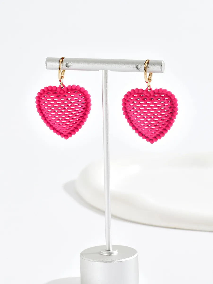 1 Pair Cute Sweet Heart Shape Alloy Drop Earrings