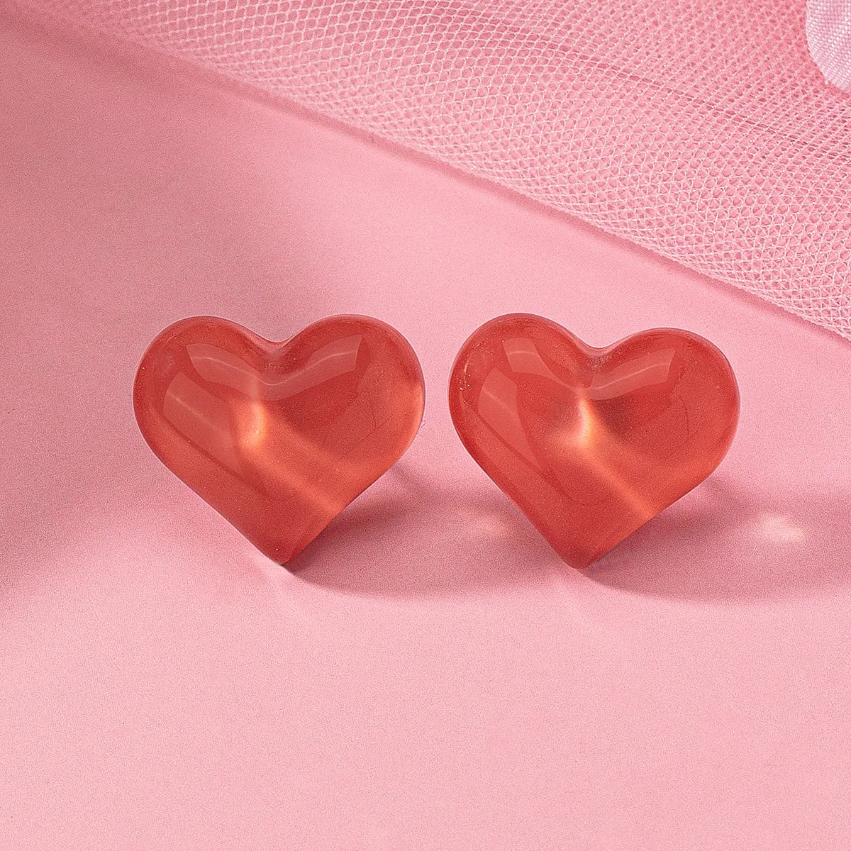 1 Pair Cute Sweet Heart Shape Arylic Ear Studs