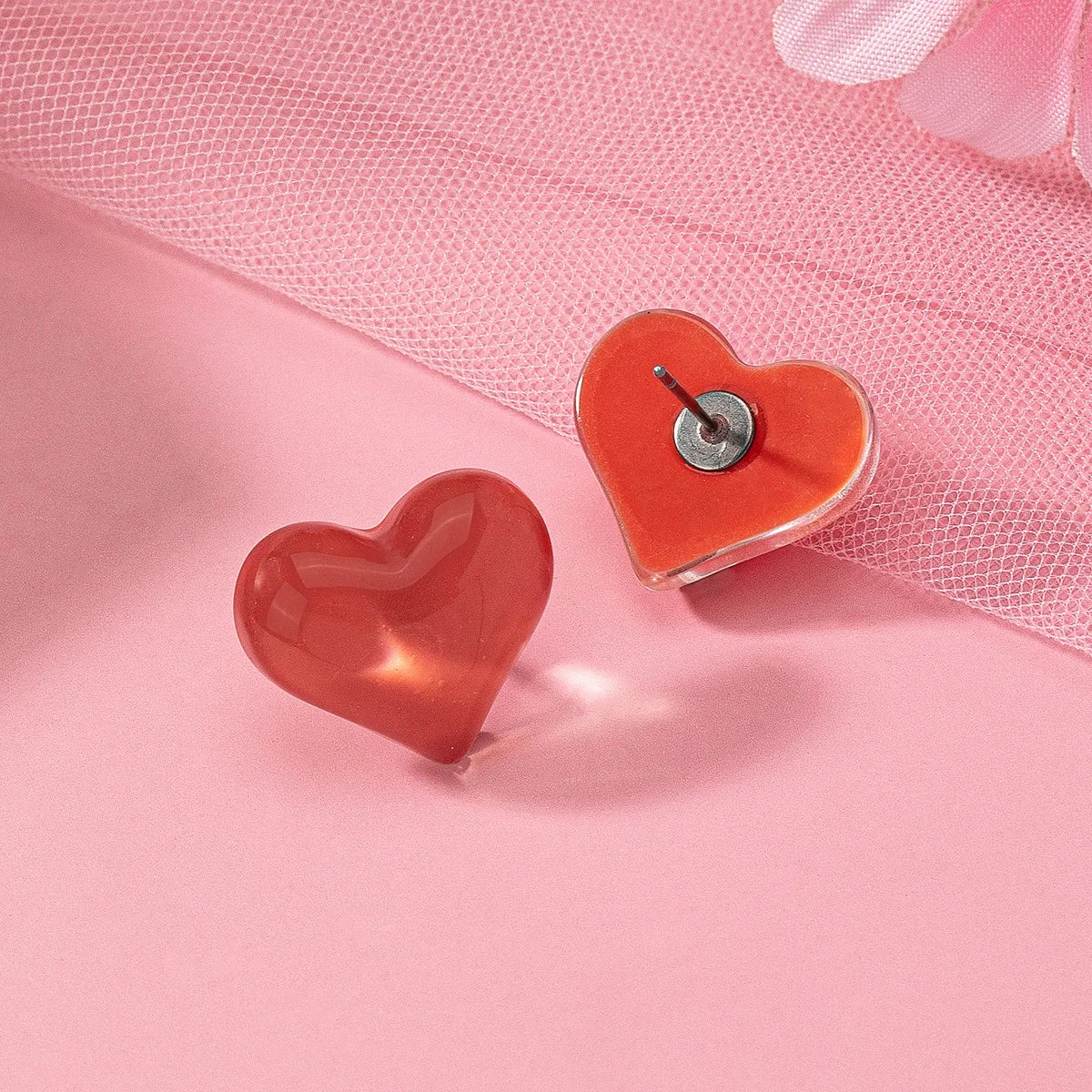 1 Pair Cute Sweet Heart Shape Arylic Ear Studs