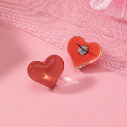 1 Pair Cute Sweet Heart Shape Arylic Ear Studs