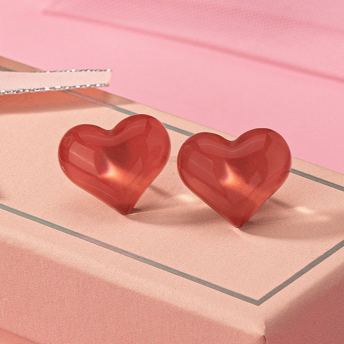 1 Pair Cute Sweet Heart Shape Arylic Ear Studs