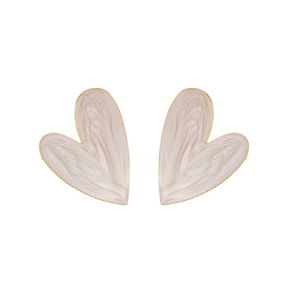 1 Pair Cute Sweet Heart Shape Drip Glazed Alloy 14K Gold Plated Ear Studs