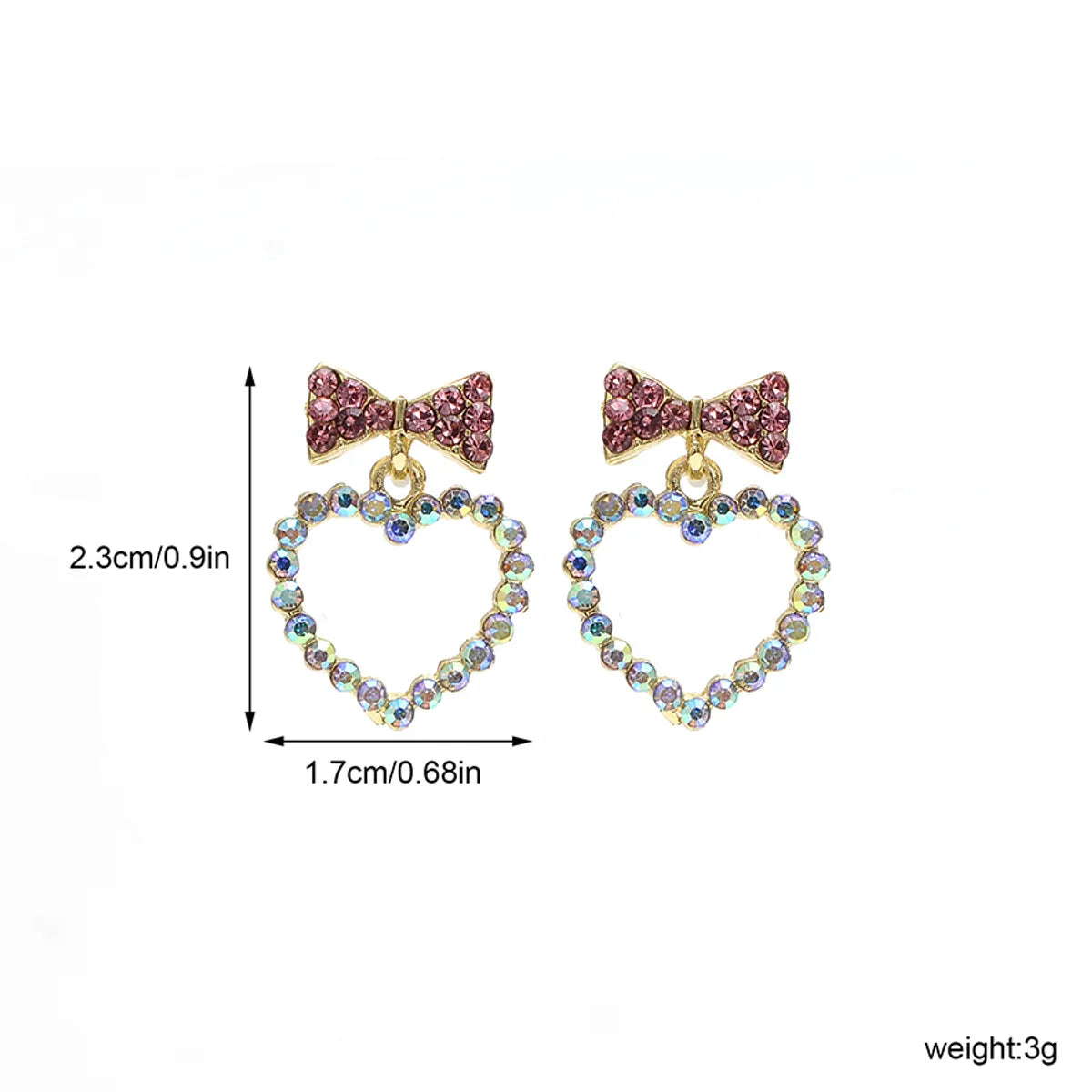 1 Pair Cute Sweet Heart Shape Hollow Out Inlay Alloy Artificial Gemstones Ear Studs