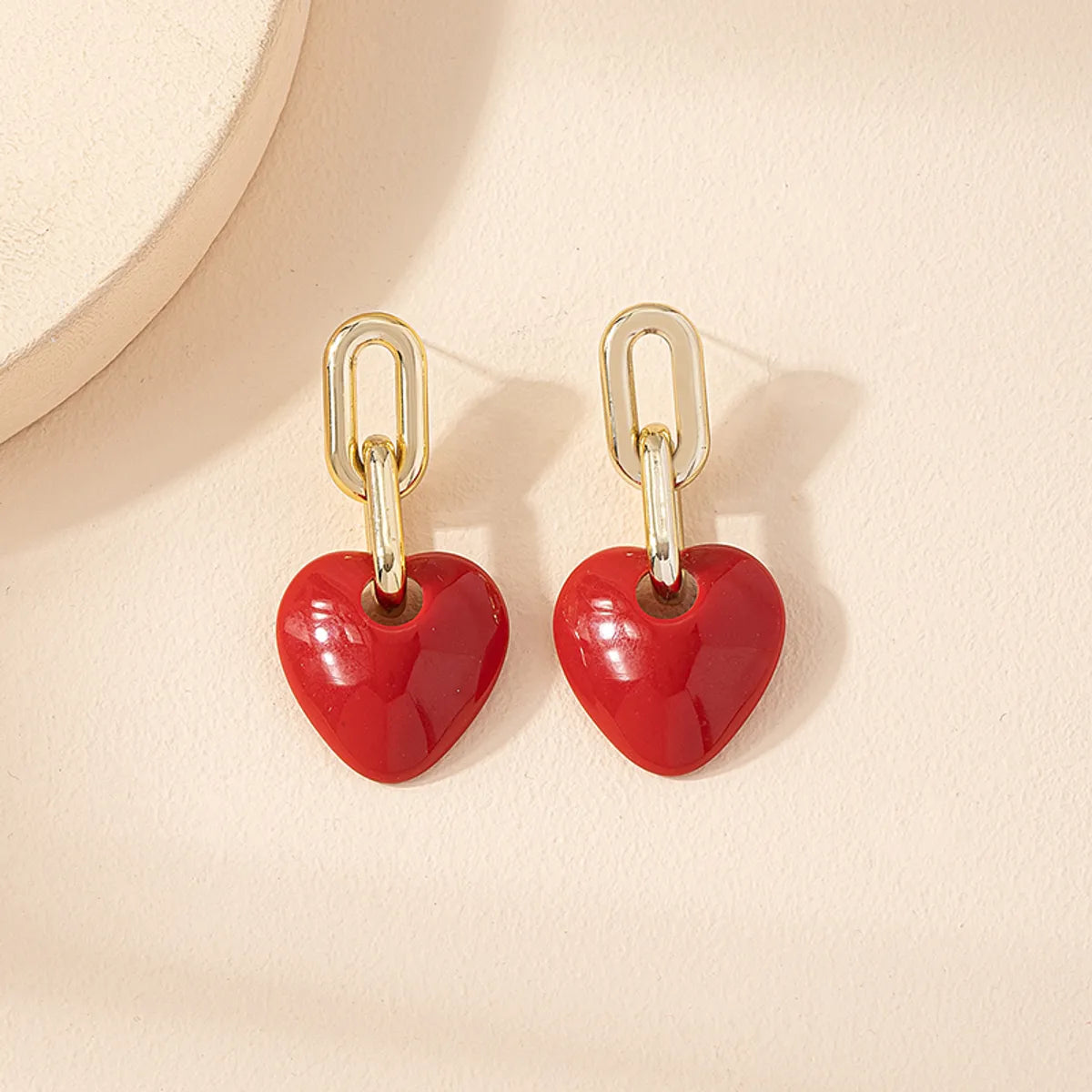 1 Pair Cute Sweet Heart Shape Plastic Drop Earrings