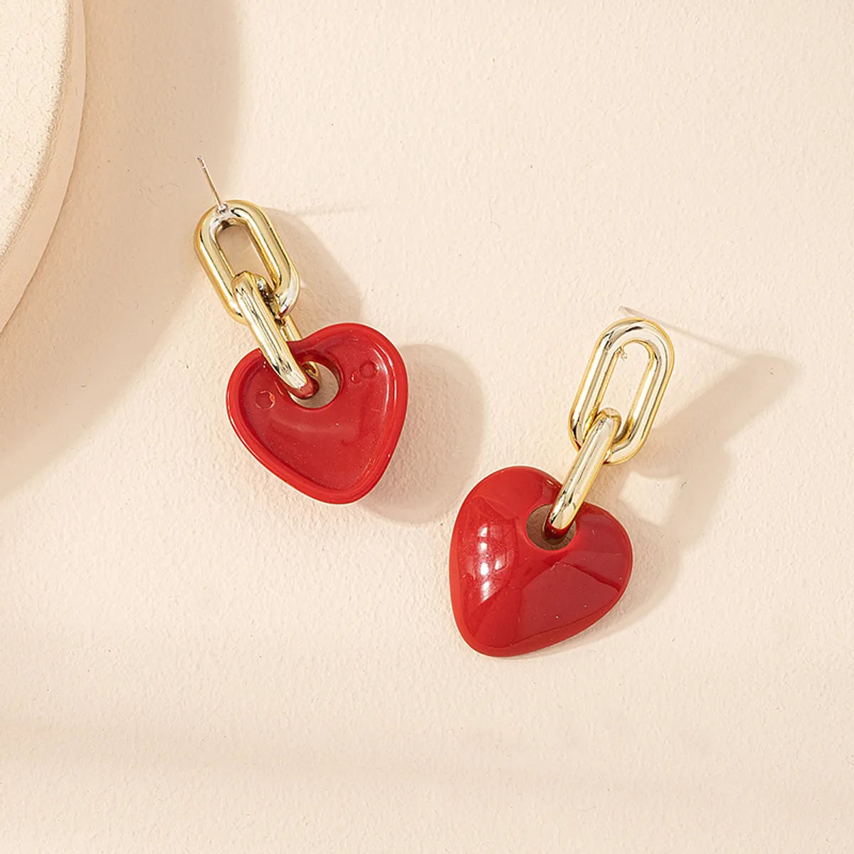 1 Pair Cute Sweet Heart Shape Plastic Drop Earrings