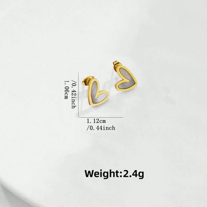 1 Pair Cute Sweet Heart Shape Plating Inlay 304 Stainless Steel Shell 18K Gold Plated Ear Studs