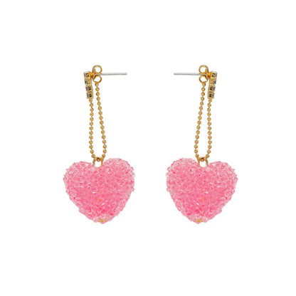 1 Pair Cute Sweet Heart Shape Plating Inlay Copper Rhinestones 18K Gold Plated Drop Earrings