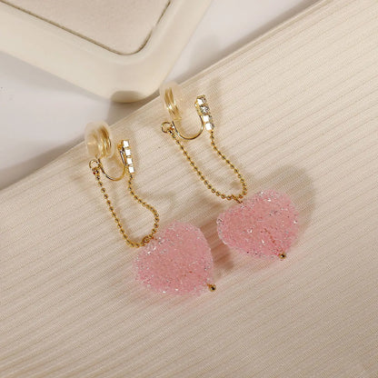 1 Pair Cute Sweet Heart Shape Plating Inlay Copper Rhinestones 18K Gold Plated Drop Earrings